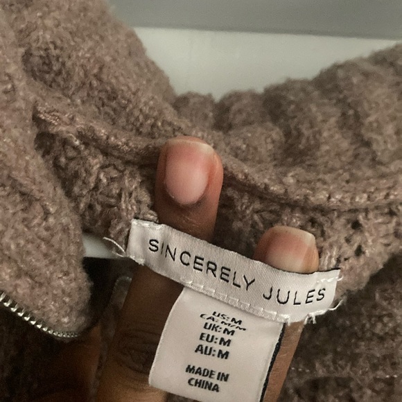 Sincerely Jules Brown Quarter-Zip Sweater - Picture 3 of 6